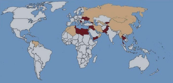 ВВП стран, где организовывались "цветные революции", по данным Всемирного банка