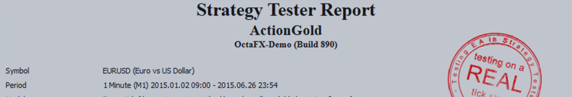 ActionGold EA v.2.3 - Testing on a real tick story EURUSD!