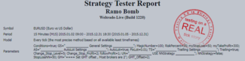 RAMO BOMB EA V.5.7 - TESTING ON A REAL TICK STORY EURUSD!