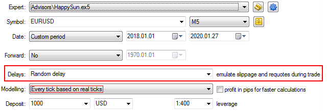 MT5 Tester settings - Stress testing