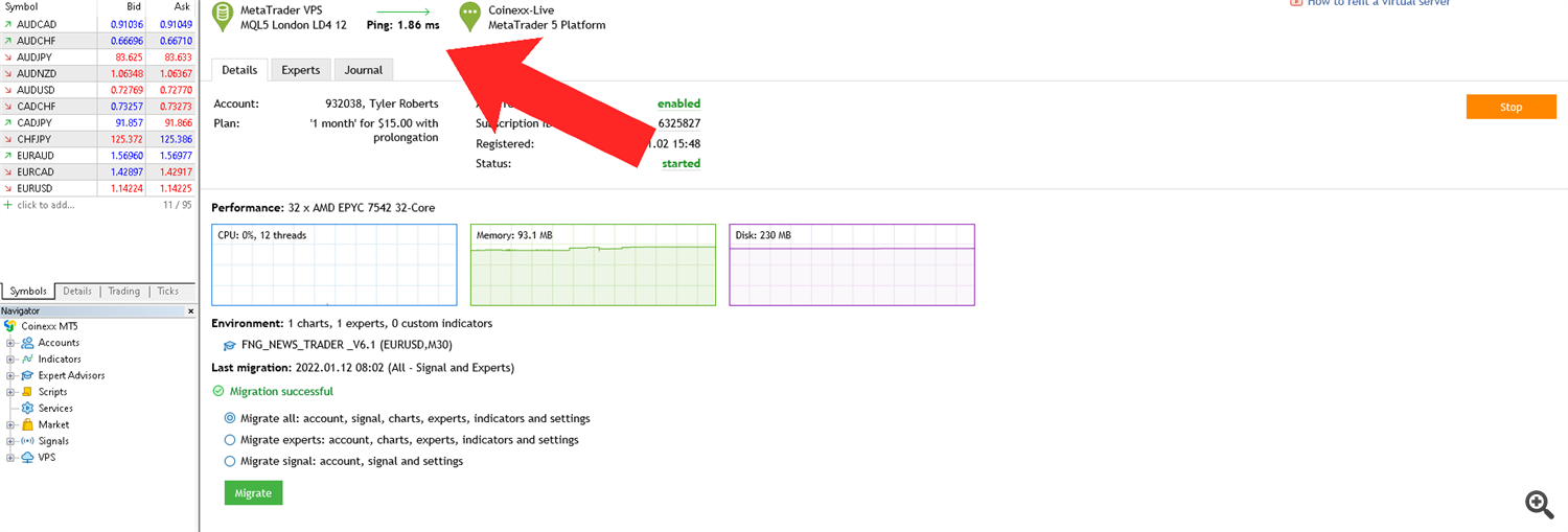 My MetaVPS ping is currently 1.86 ms so you can see the difference. 