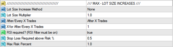 LOT SIZE INCREASES