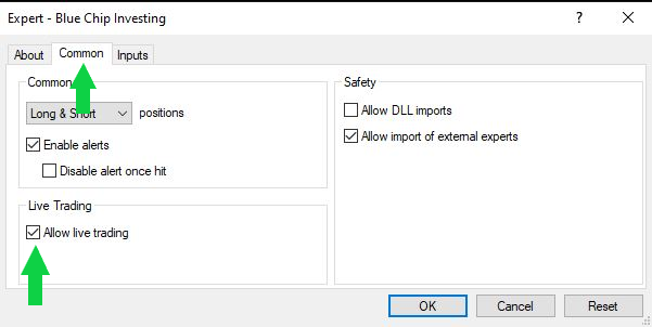 MT4 Allow Algo Trading