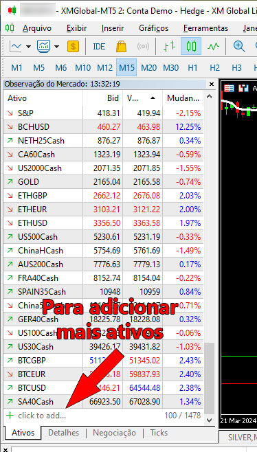 janela observacoes de mercado