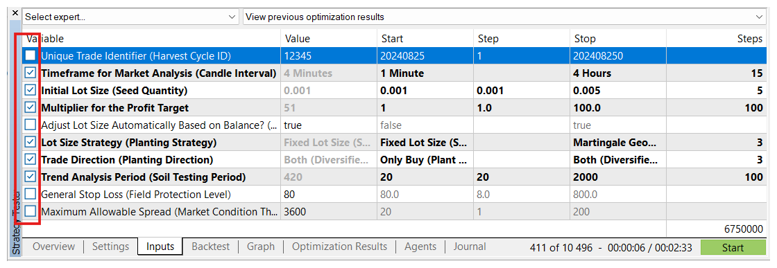 Inputs Tab