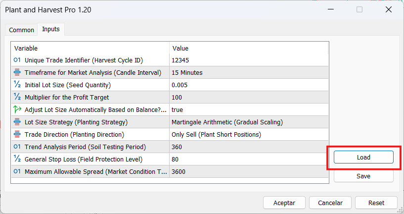 Load set file