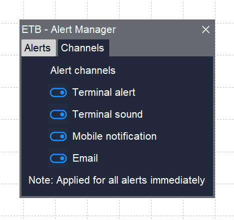 Alert channels setup