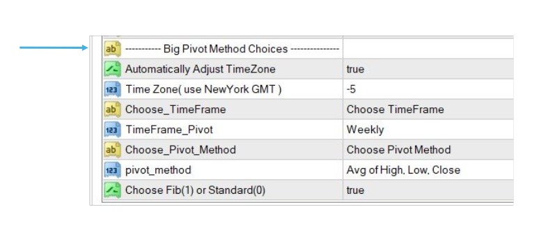 Big Pivots Input Settings