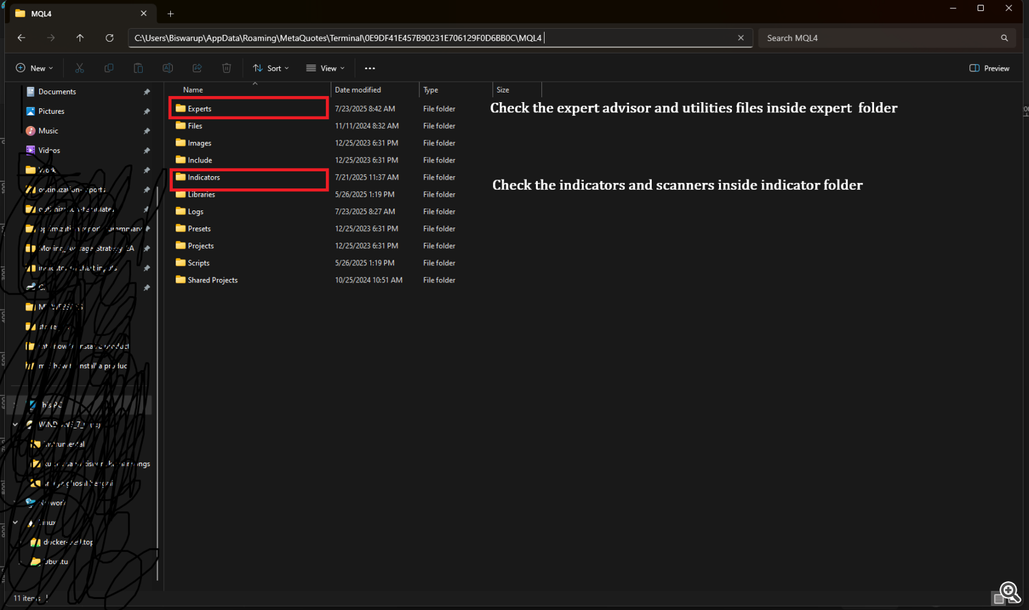 data folder path inside in mt4
