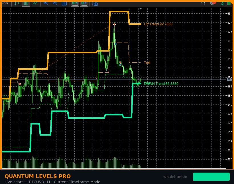 BTCUSD H1 — Live price targets in action